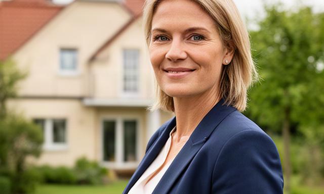 Lilianna Lüßling vor einem gepflegten Einfamilienhaus in Duderstadt