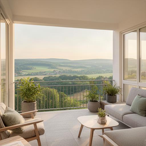 Helle Eigentumswohnung mit Balkon und Blick auf die Landschaft Südniedersachsens